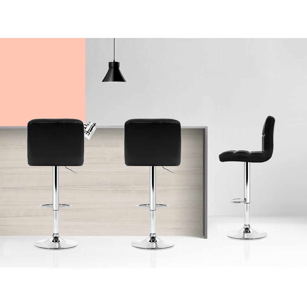 Tate Leather Bar Stool Adjustable (Set of 4) Black