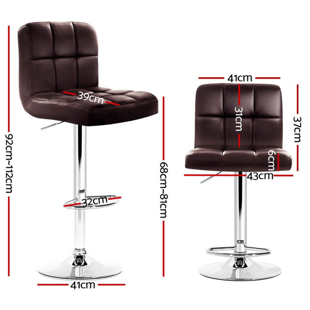 Ike Leather Bar Stool Adjustable (Set of 4) Brown