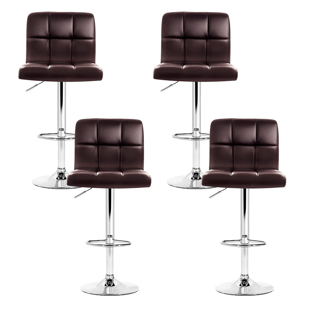 Ike Leather Bar Stool Adjustable (Set of 4) Brown
