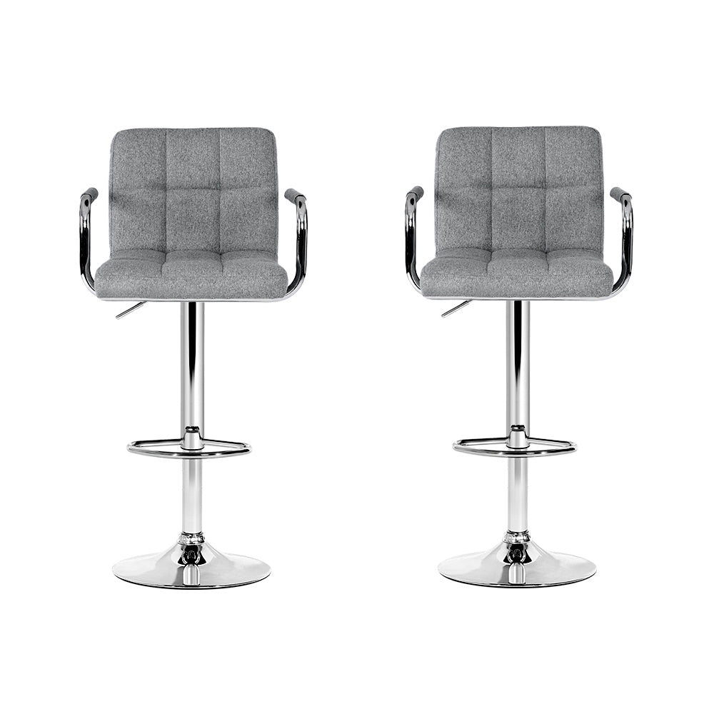 Ivan Fabric Bar Stool Adjustable with Armrest (Set of 2) Grey