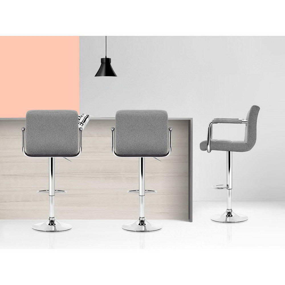 Ivan Fabric Bar Stool Adjustable with Armrest (Set of 2) Grey