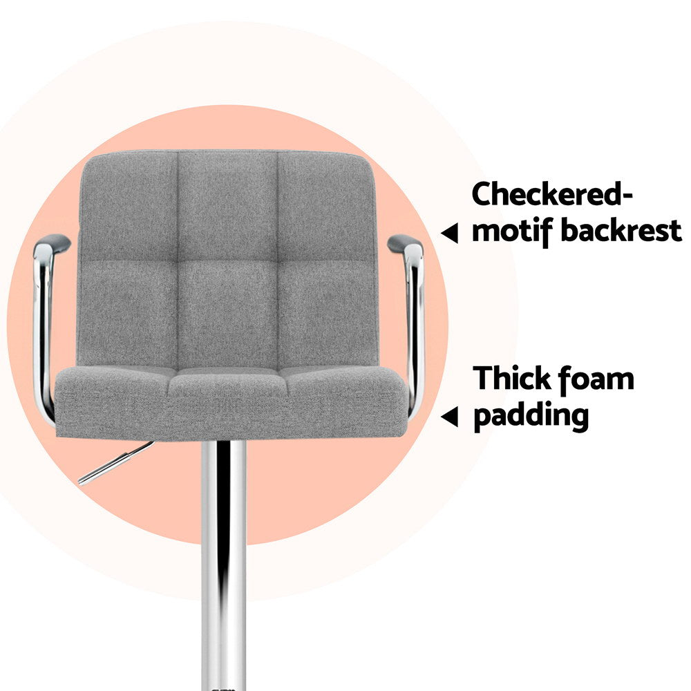 Gage Fabric Bar Stool Adjustable with Armrest (Set of 4) Grey