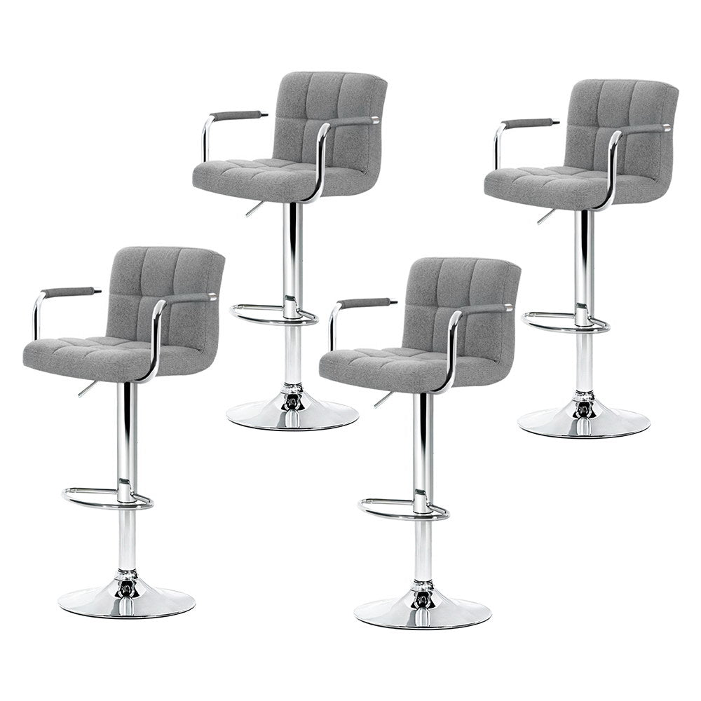 Gage Fabric Bar Stool Adjustable with Armrest (Set of 4) Grey