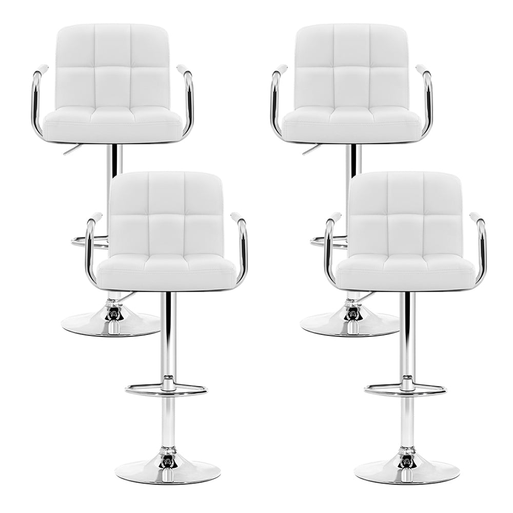 Fitz Leather Bar Stool Adjustable with Armrest (Set of 4) White