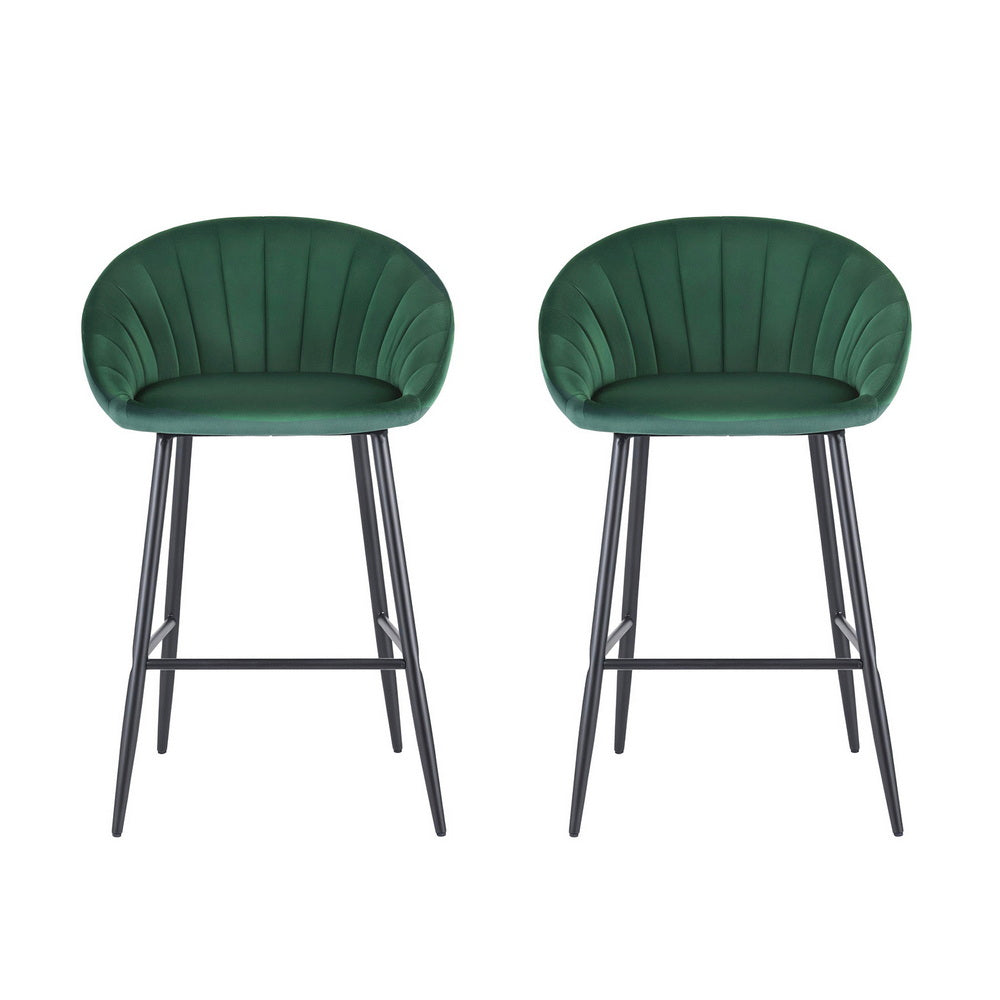 Yves Velvet Counter Stool (Set of 2) Green