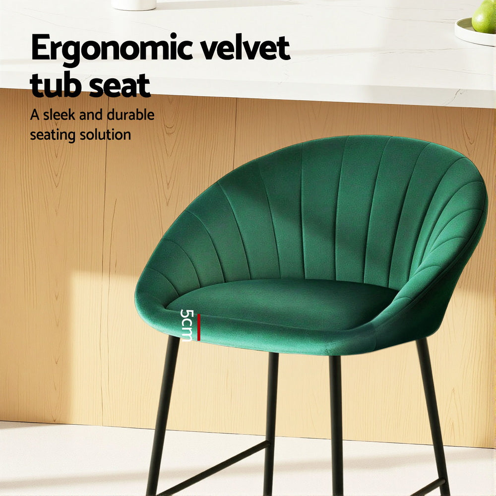 Yves Velvet Counter Stool (Set of 2) Green