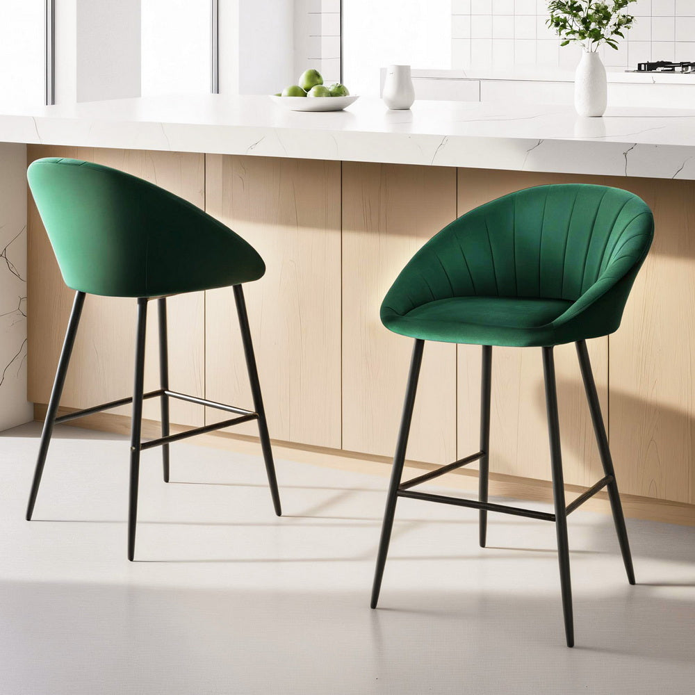 Yves Velvet Counter Stool (Set of 2) Green