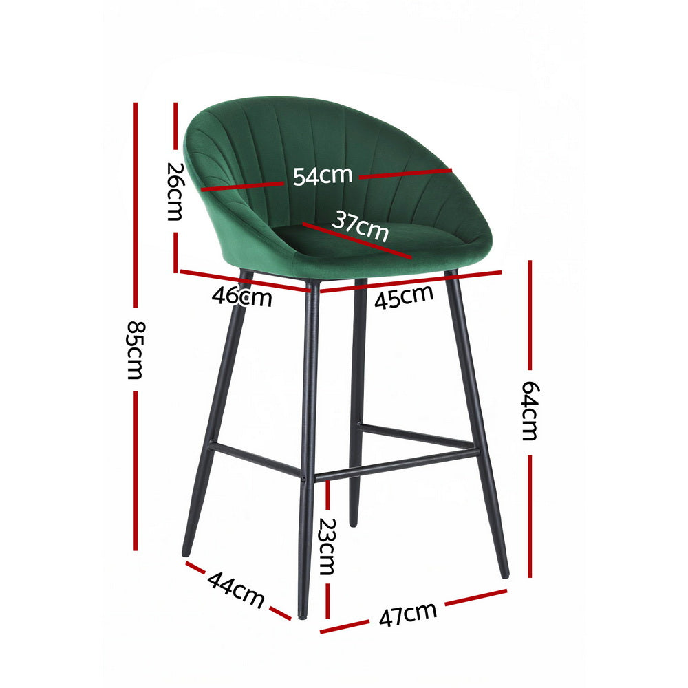 Yuri Velvet Counter Stool (Set of 4) Green