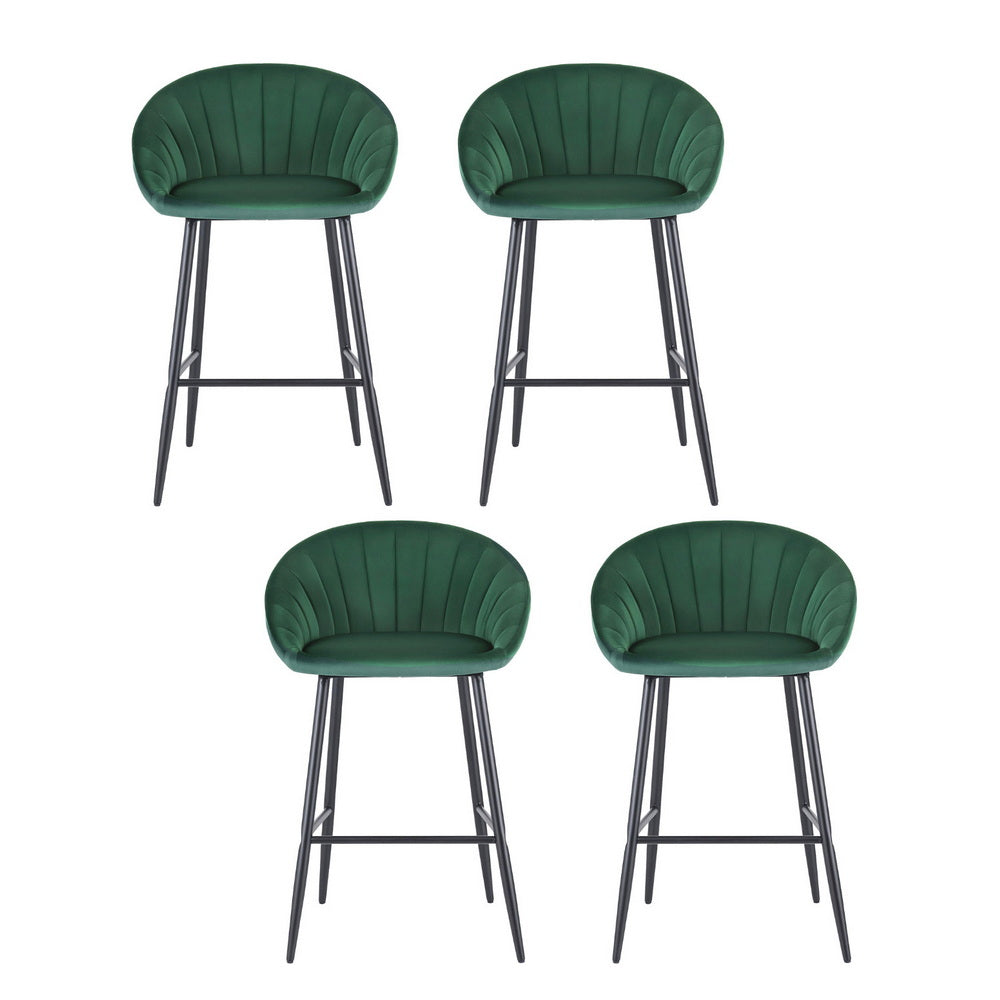 Yuri Velvet Counter Stool (Set of 4) Green