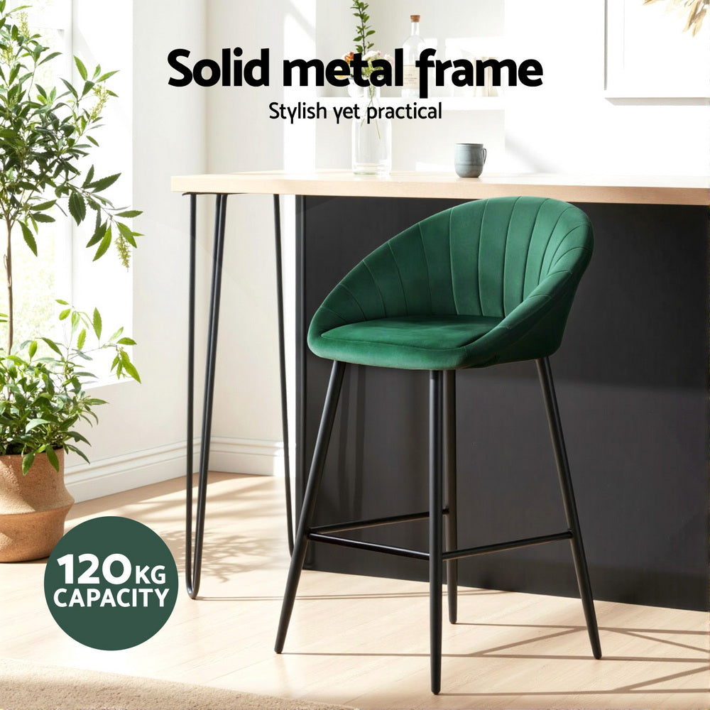 Yuri Velvet Counter Stool (Set of 4) Green