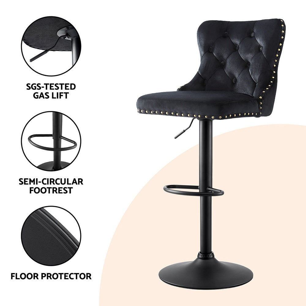 Ike Velvet Counter Stool Adjustable (Set of 2)
