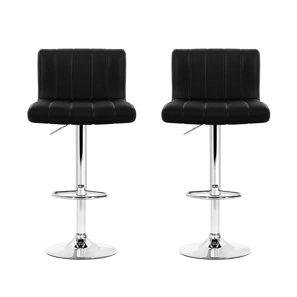 Rolf Leather Bar Stool Adjustable (Set of 2) Black