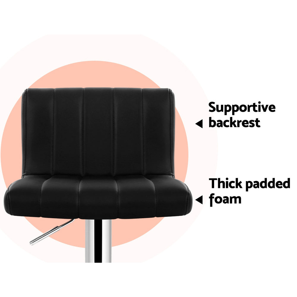 Rolf Leather Bar Stool Adjustable (Set of 2) Black