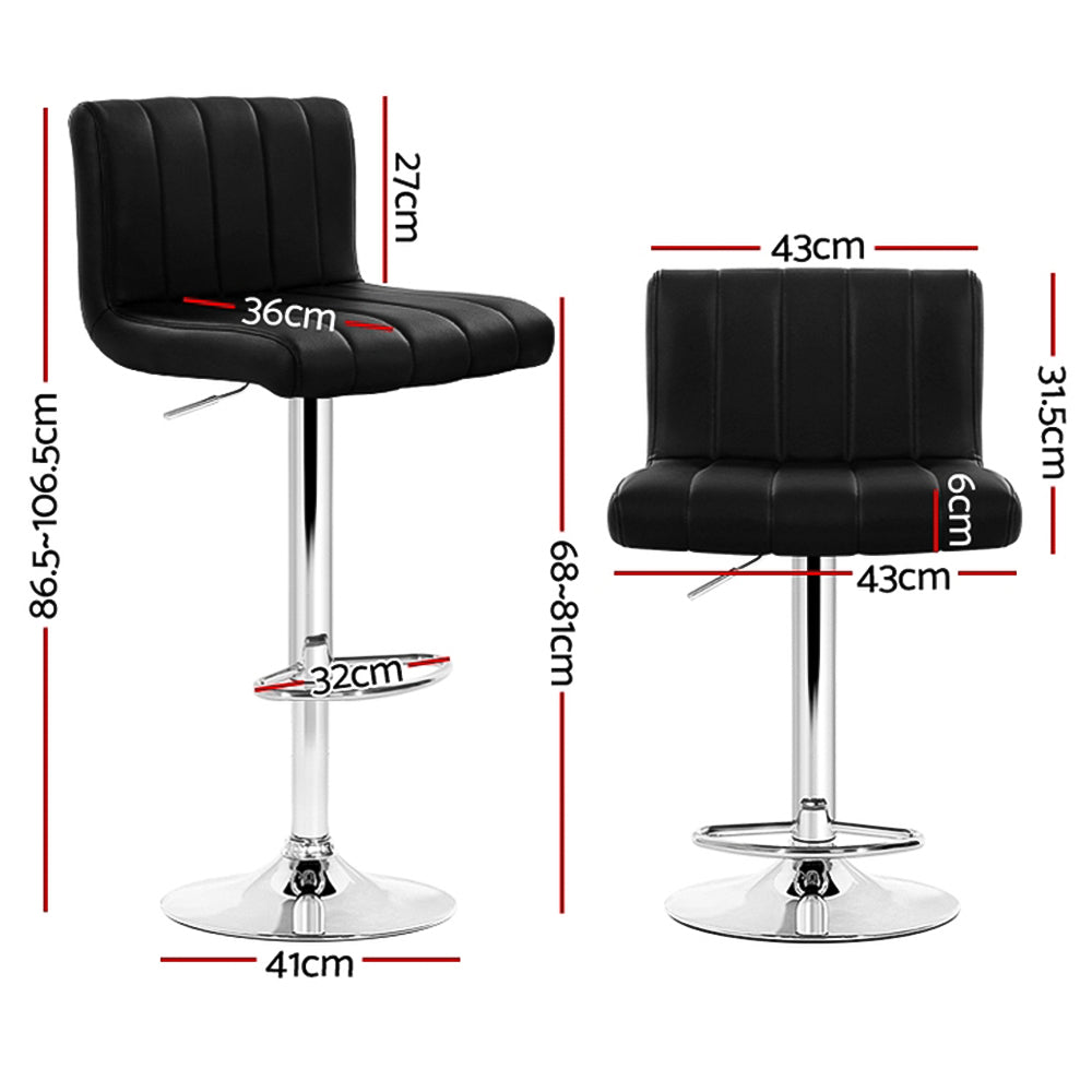 Nash Leather Bar Stool Adjustable (Set of 4) Black