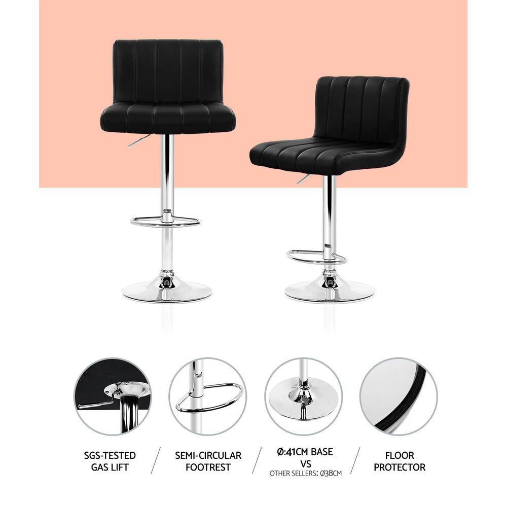 Nash Leather Bar Stool Adjustable (Set of 4) Black