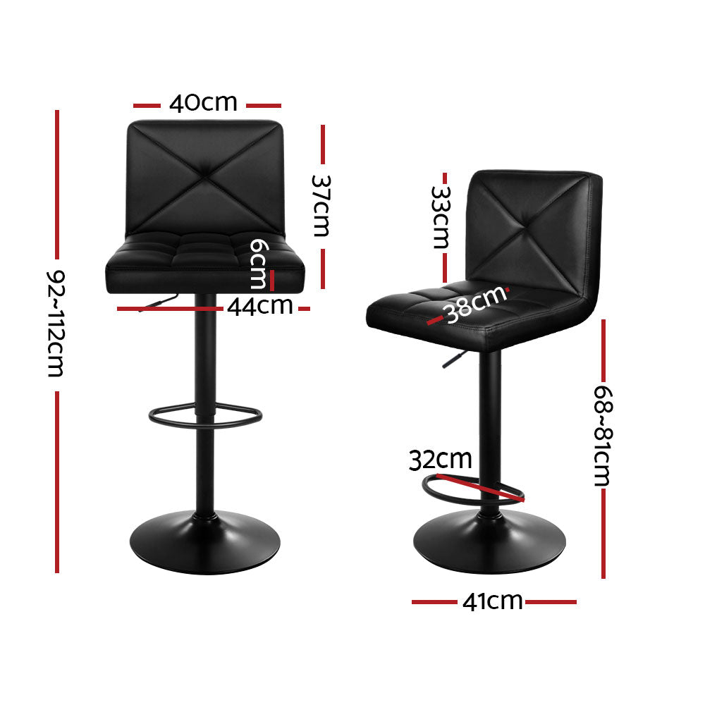 Ford Leather Bar Stool Adjustable (Set of 4) Black