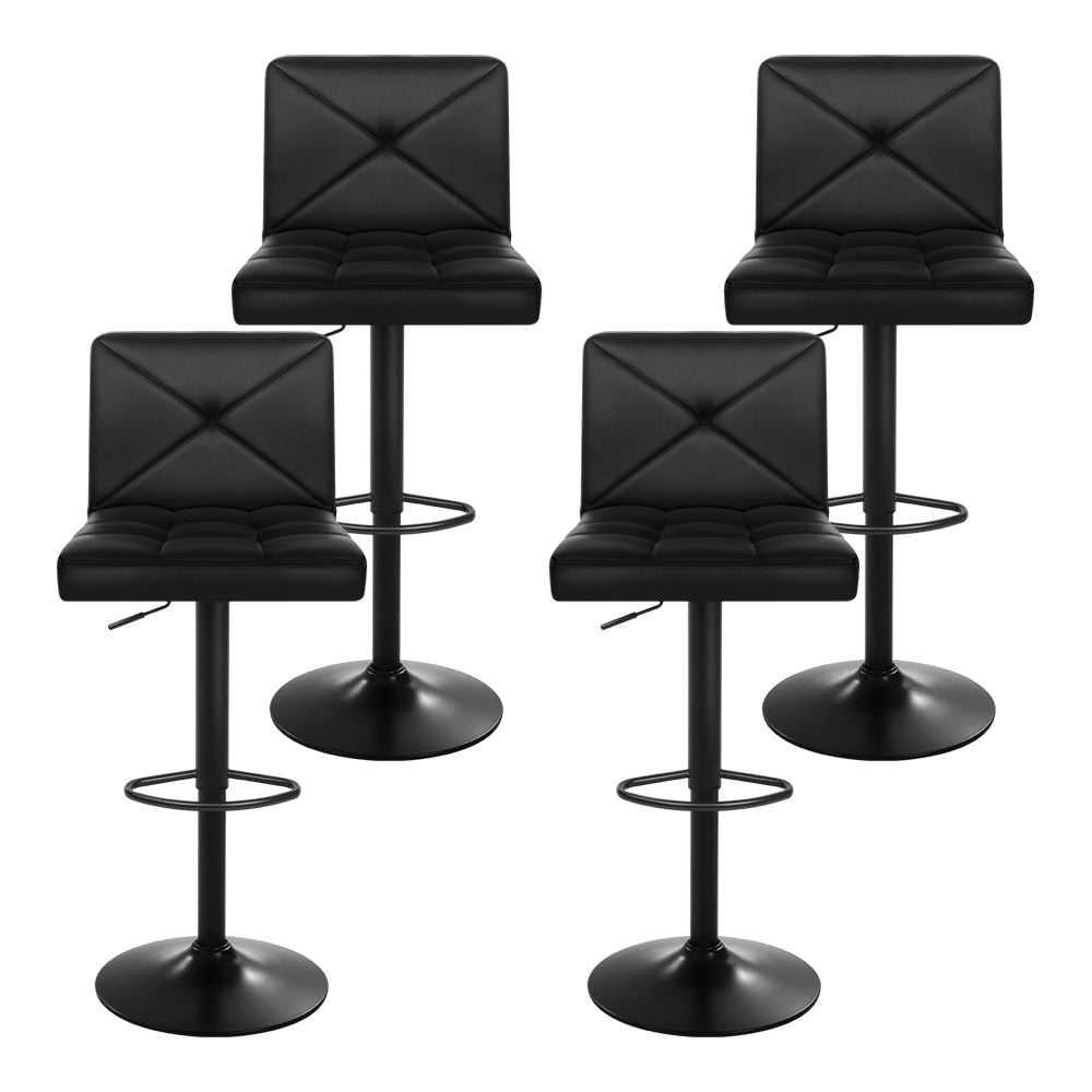 Ford Leather Bar Stool Adjustable (Set of 4) Black