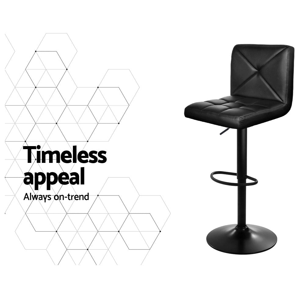 Ford Leather Bar Stool Adjustable (Set of 4) Black