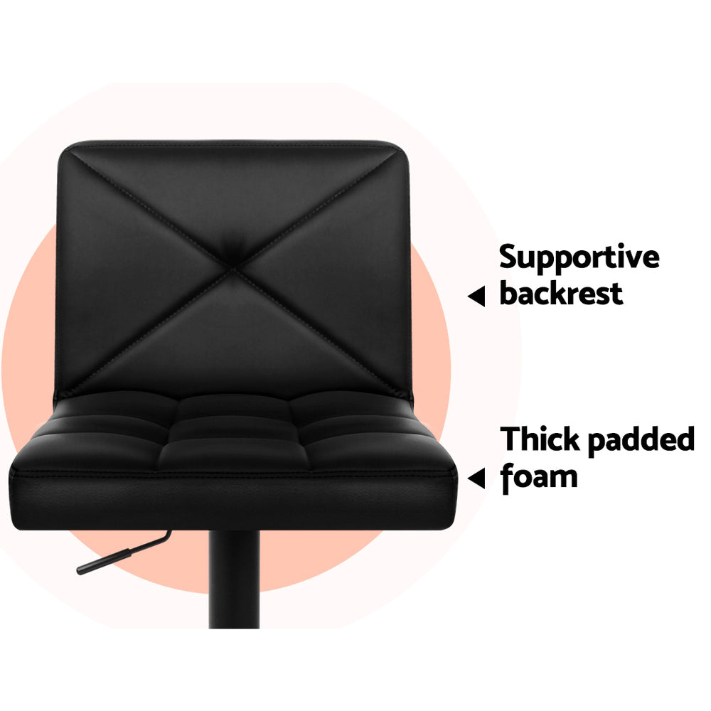 Ford Leather Bar Stool Adjustable (Set of 4) Black