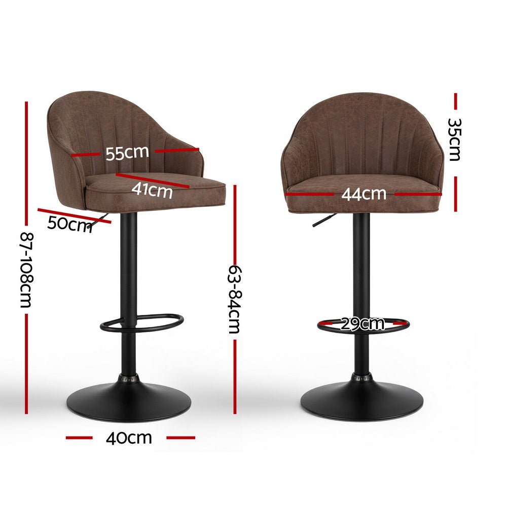 Clay Leather Counter Stool Swivel Adjustable (Set of 2) Brown