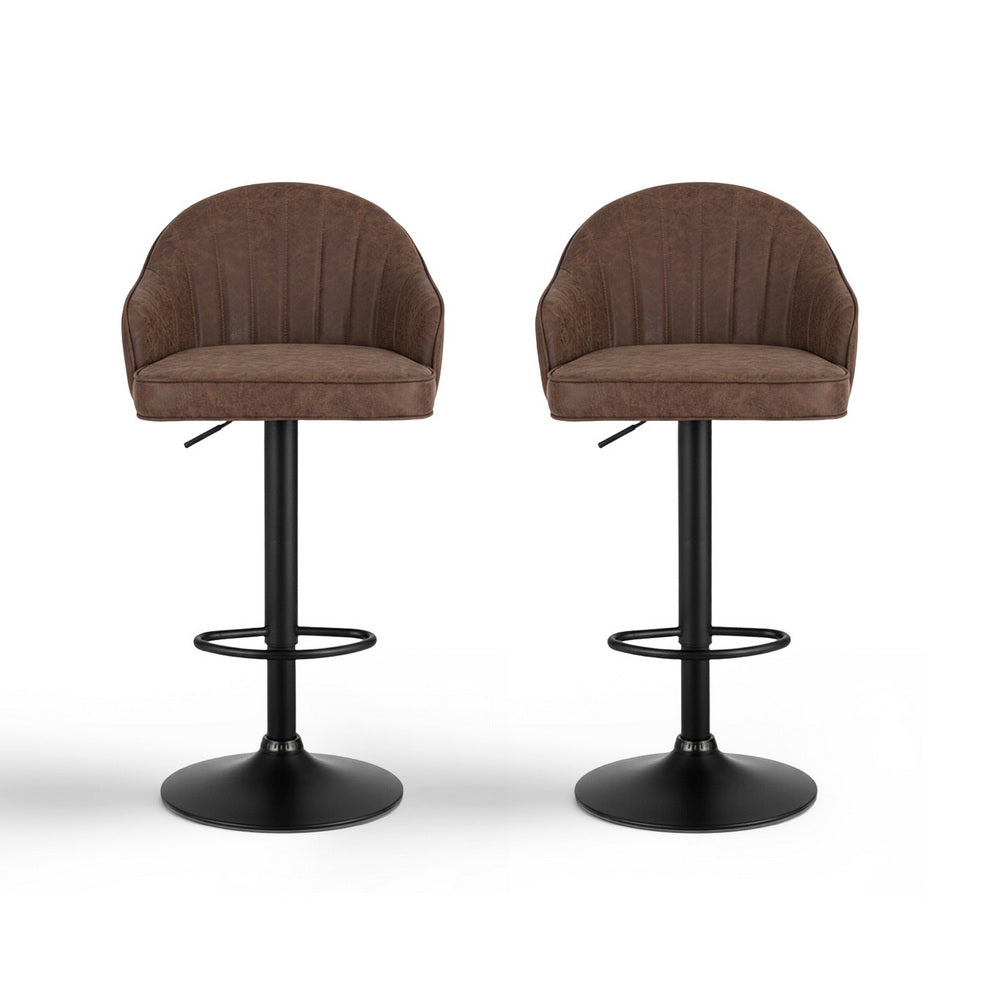 Clay Leather Counter Stool Swivel Adjustable (Set of 2) Brown