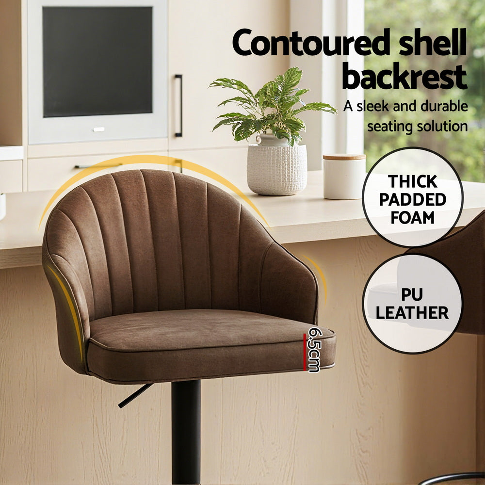 Clay Leather Counter Stool Swivel Adjustable (Set of 2) Brown