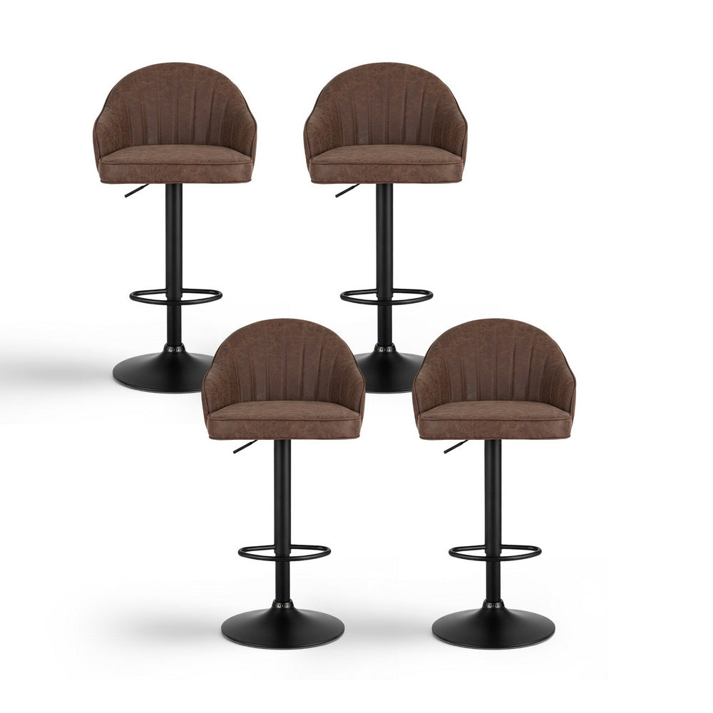 Orion Leather Counter Stool Swivel Adjustable (Set of 4) Brown