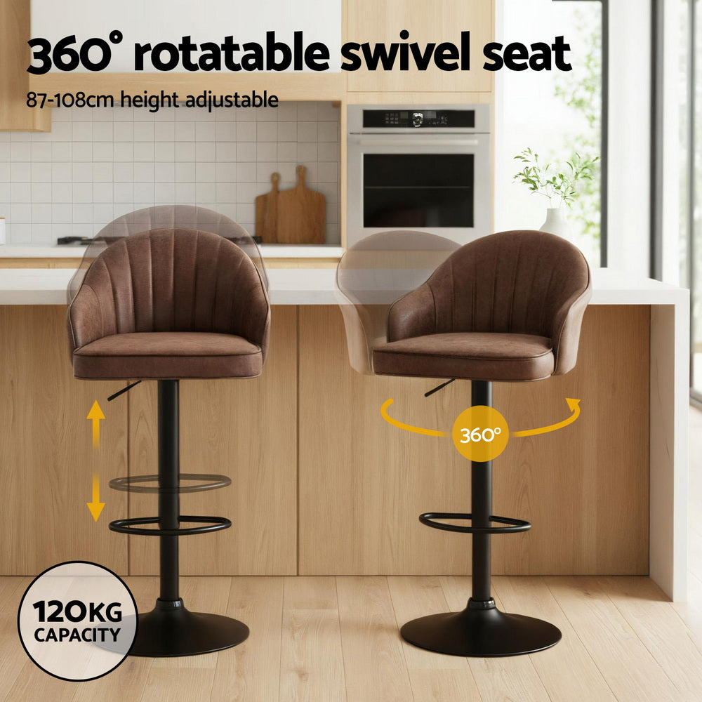 Orion Leather Counter Stool Swivel Adjustable (Set of 4) Brown