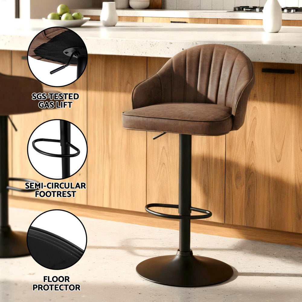 Orion Leather Counter Stool Swivel Adjustable (Set of 4) Brown