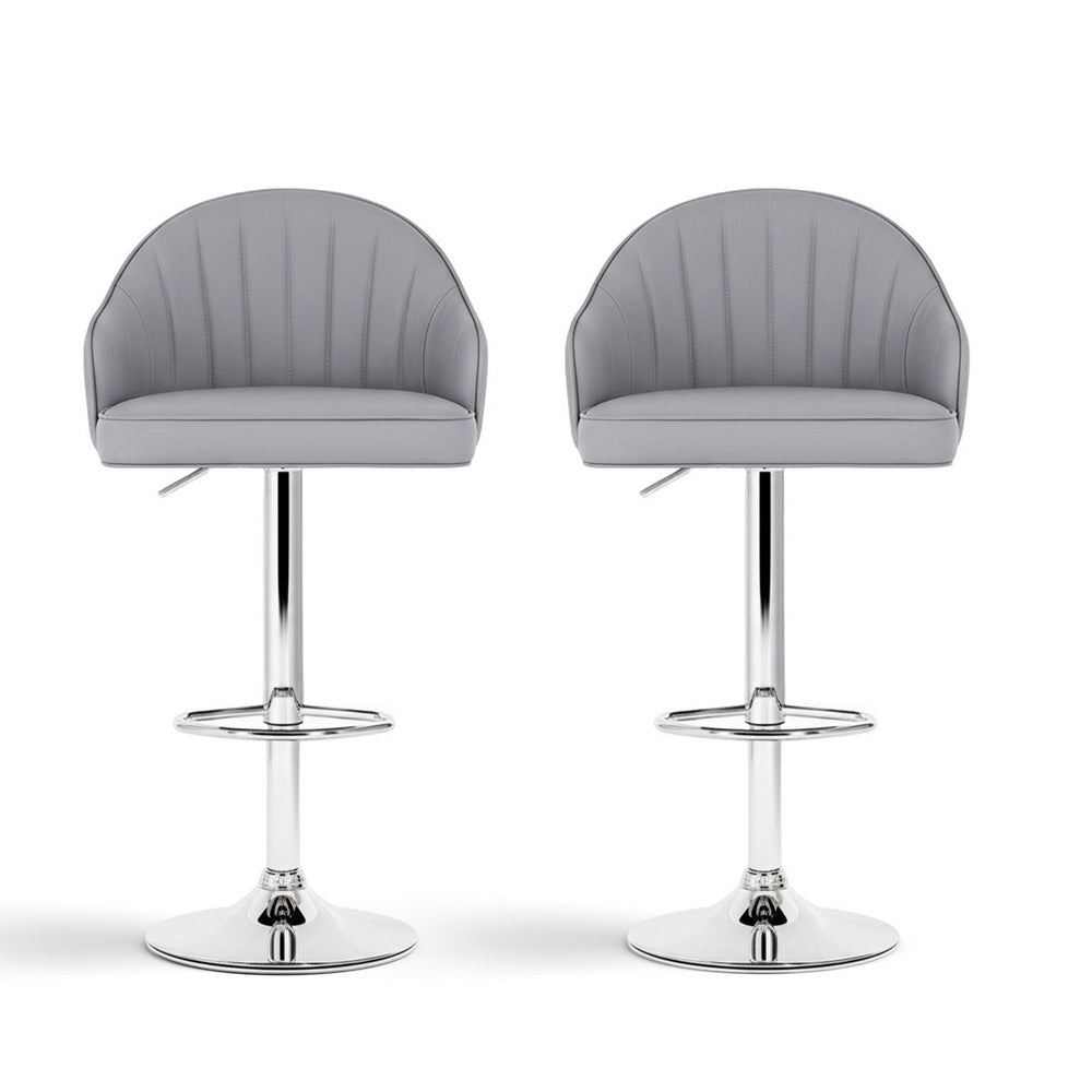 Ivor Leather Counter Stool Swivel Adjustable (Set of 2) Grey