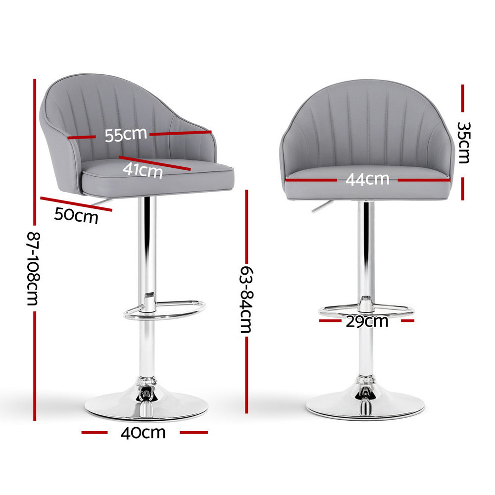 Dirk Leather Counter Stool Swivel Adjustable (Set of 4) Grey