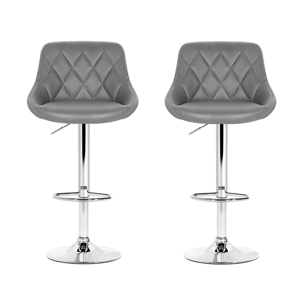 Cole Leather Bar Stool Adjustable Padded (Set of 2) Grey