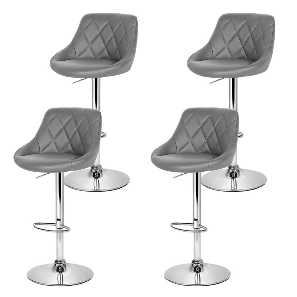 Remy Leather Bar Stool Adjustable Padded (Set of 4) Grey