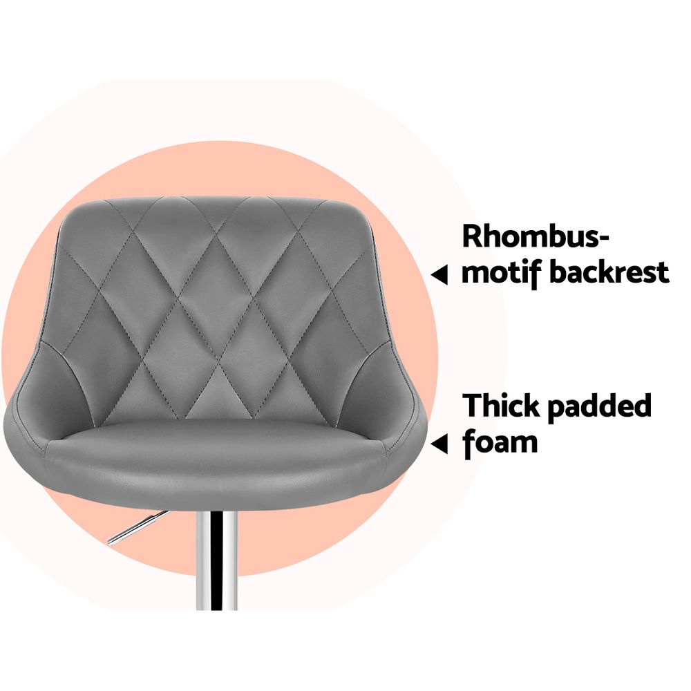 Remy Leather Bar Stool Adjustable Padded (Set of 4) Grey
