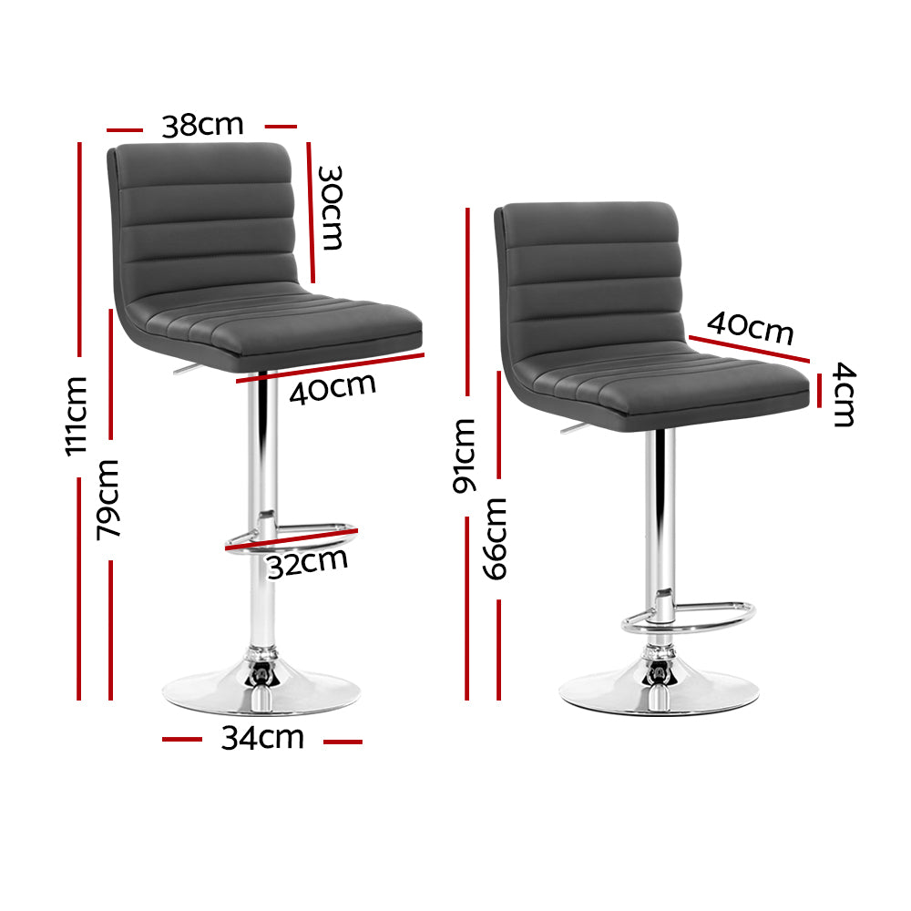 Archer Leather Bar Stool (Set of 4) Grey