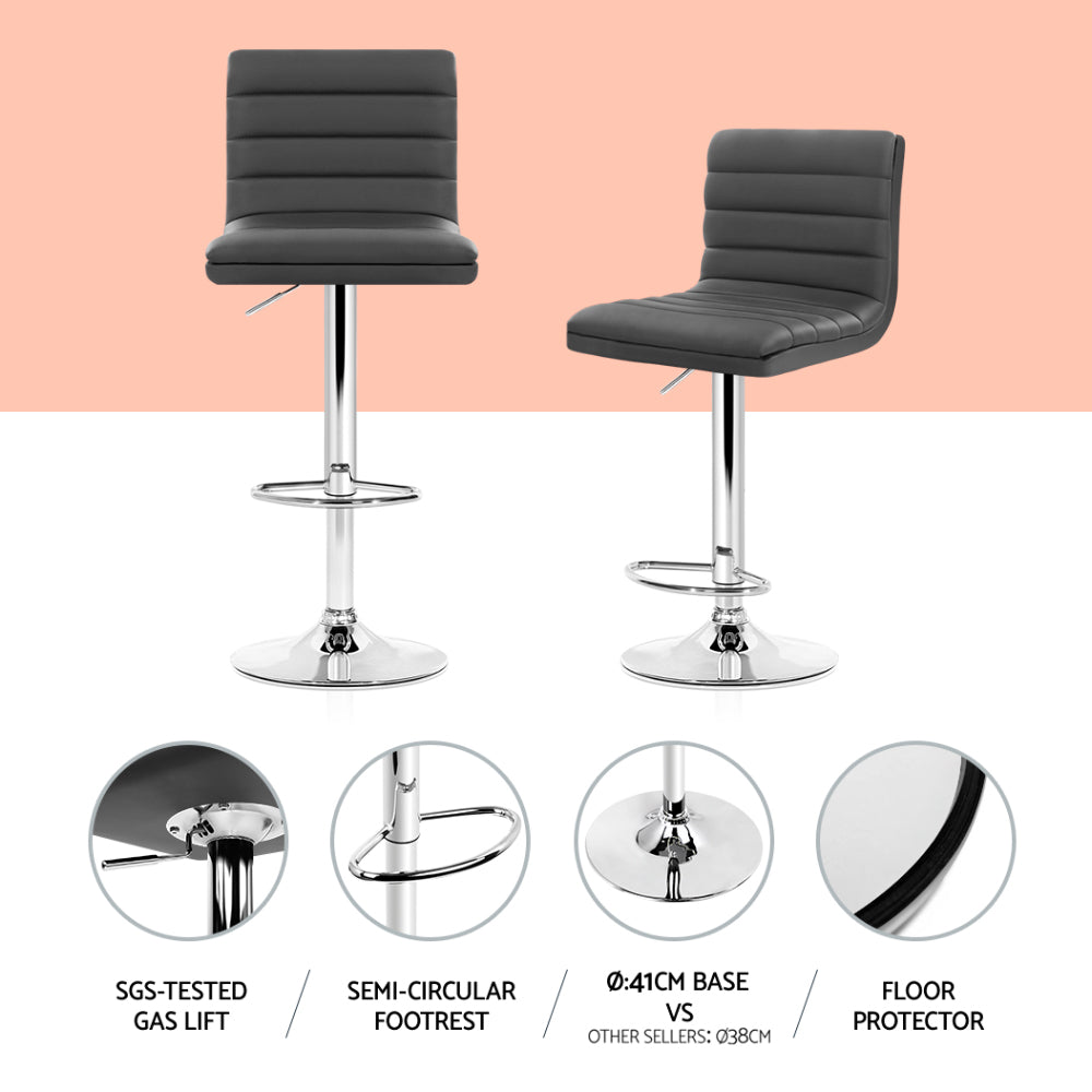 Archer Leather Bar Stool (Set of 4) Grey