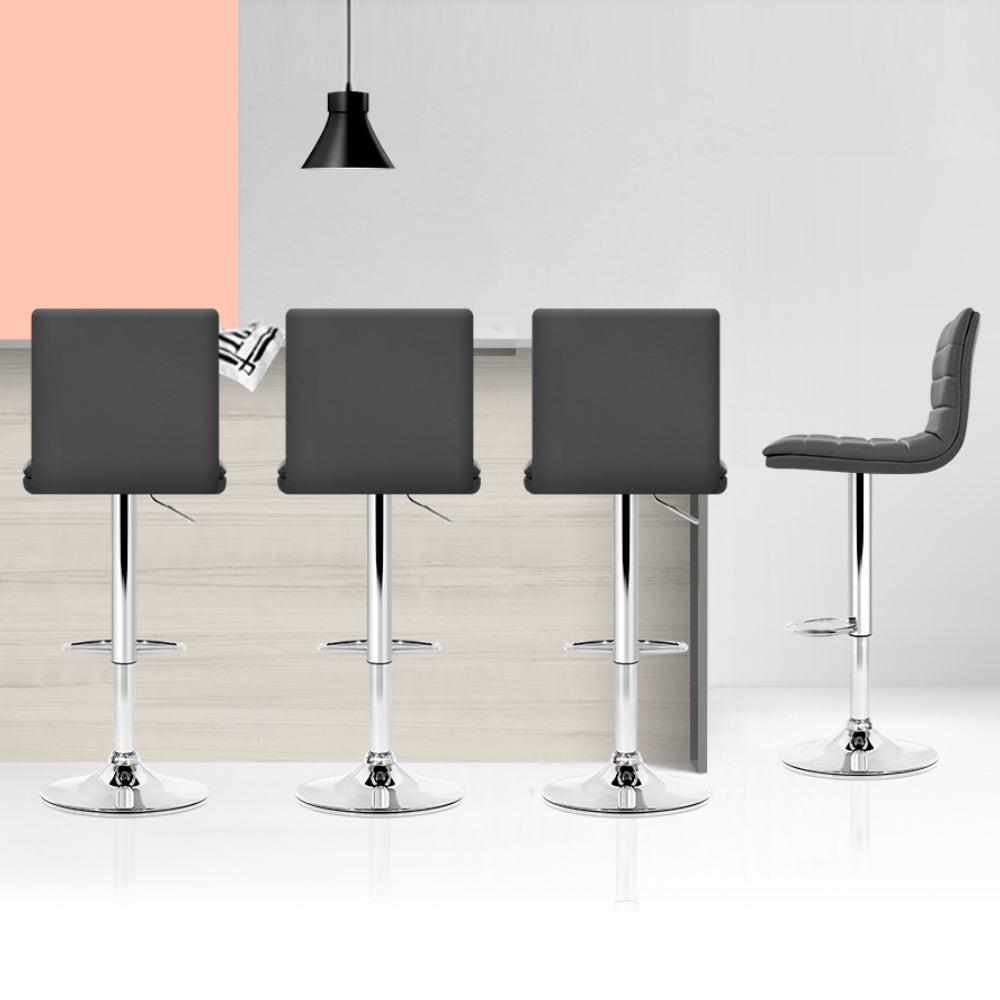 Archer Leather Bar Stool (Set of 4) Grey