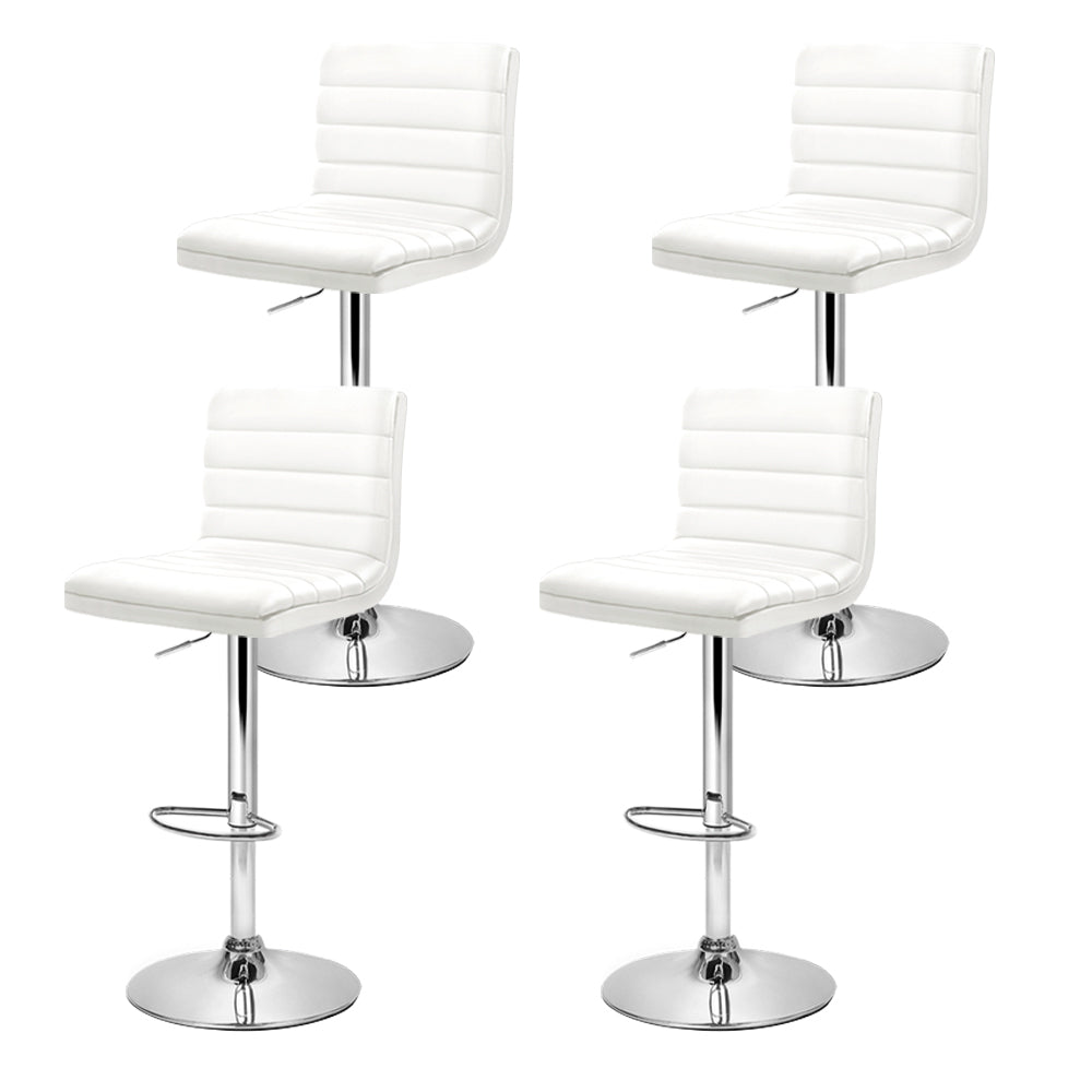 Hugo Leather Bar Stool Adjustable Padded (Set of 4) White