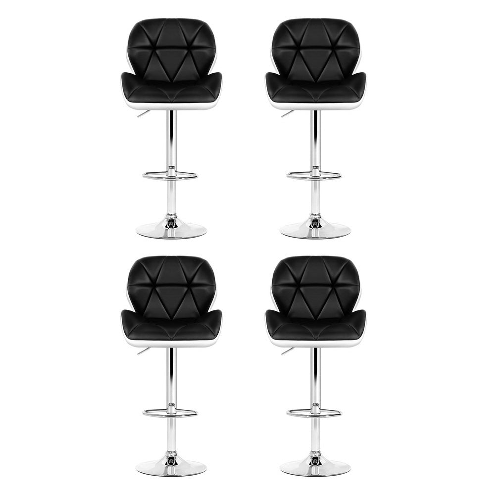 Bronte Leather Bar Stool Adjustable Padded (Set of 4) Black & White