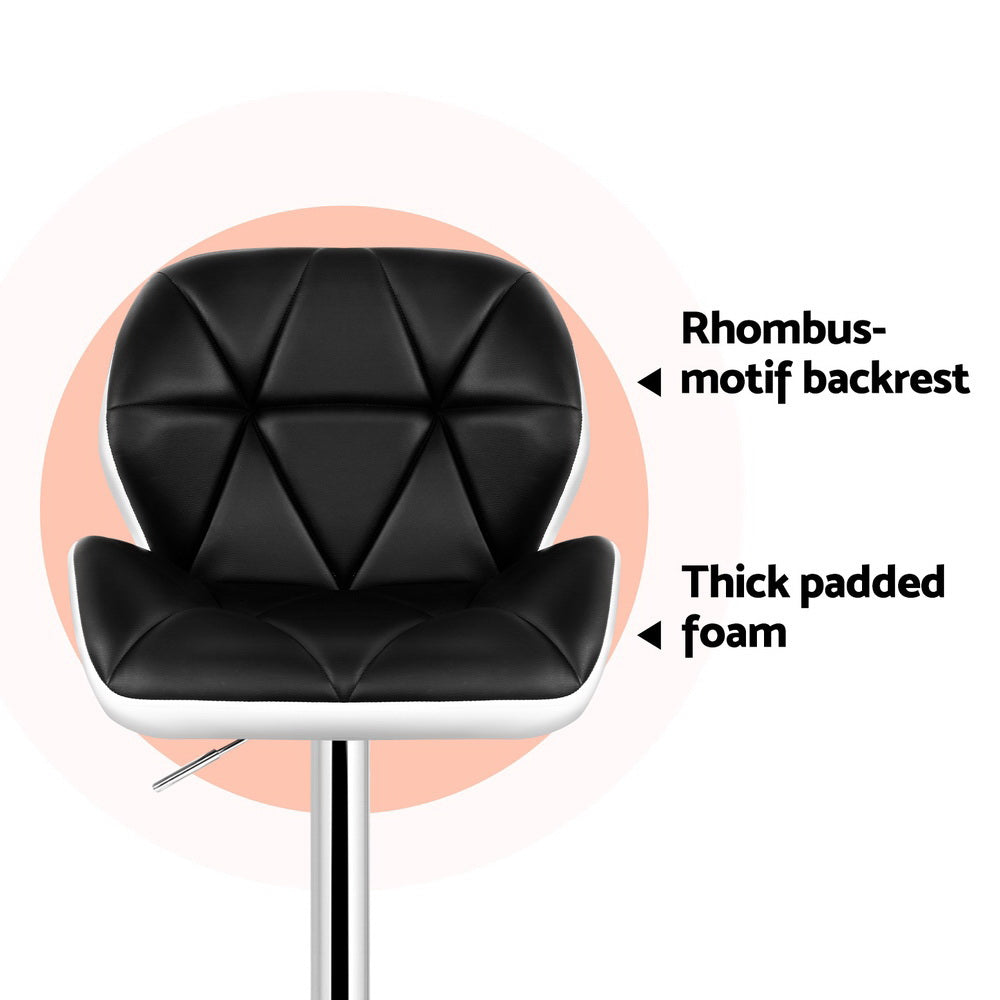 Bronte Leather Bar Stool Adjustable Padded (Set of 4) Black & White