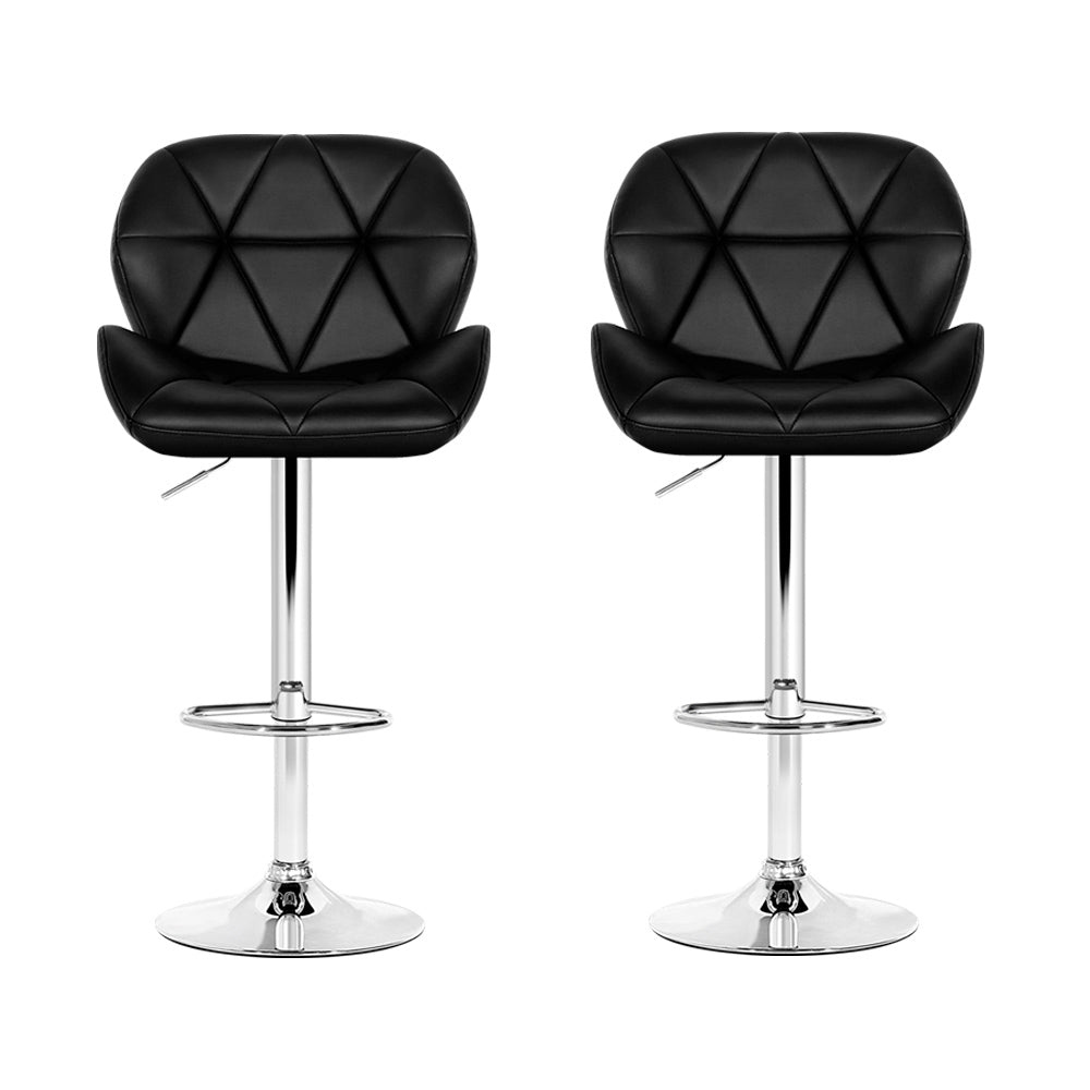 Ellis Leather Bar Stool Adjustable Padded (Set of 2) Black