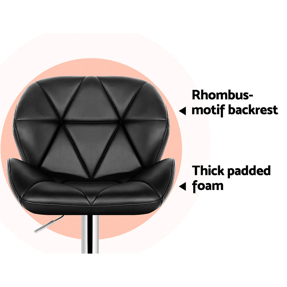 Ellis Leather Bar Stool Adjustable Padded (Set of 2) Black