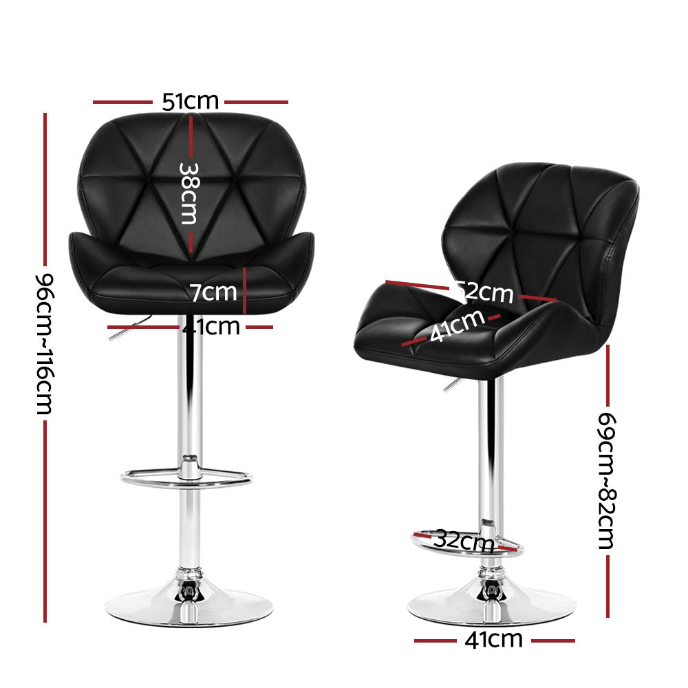 Duke Leather Bar Stool Adjustable Padded (Set of 4) Black