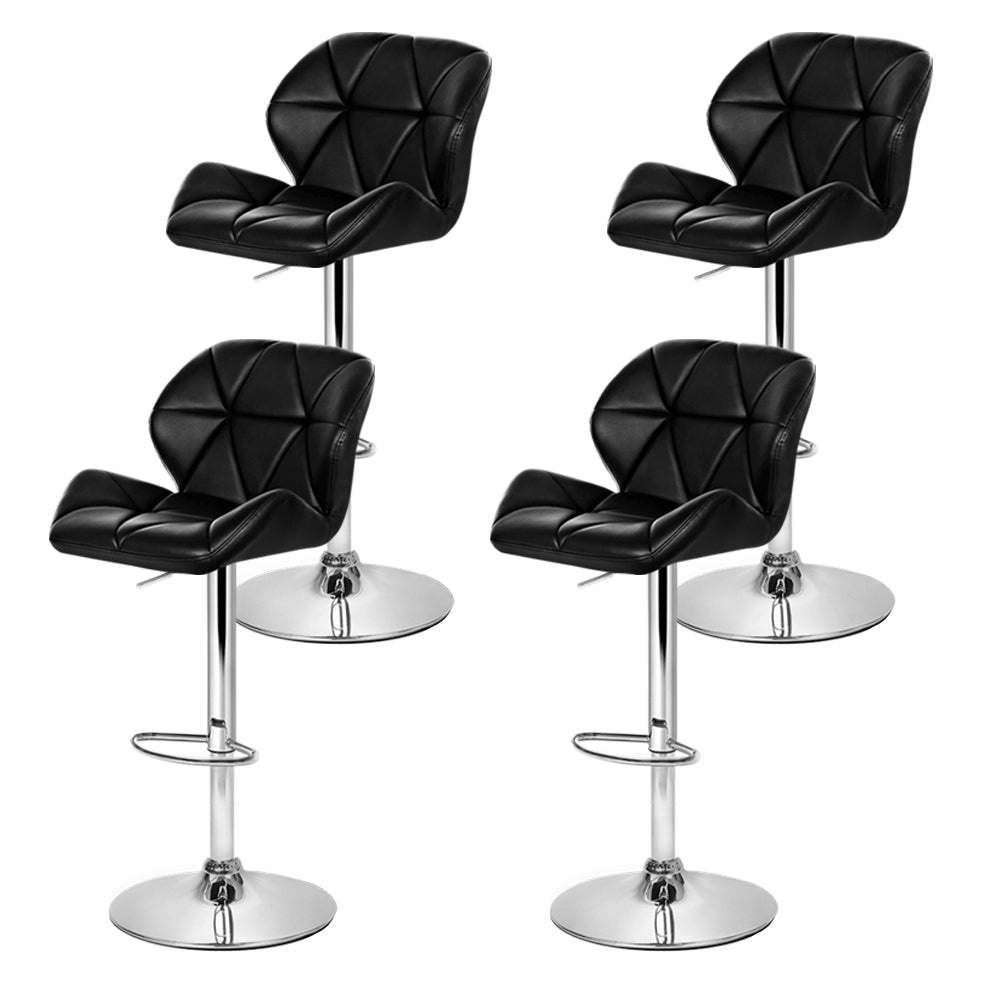 Duke Leather Bar Stool Adjustable Padded (Set of 4) Black