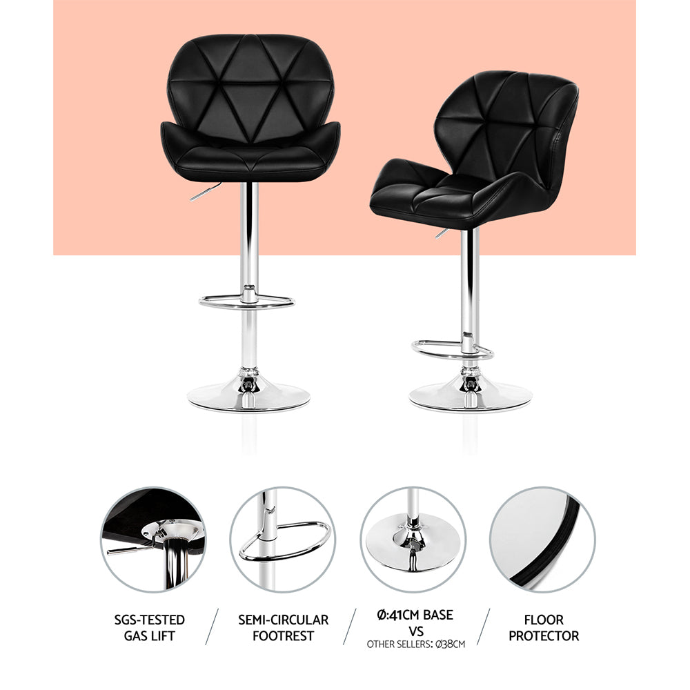 Duke Leather Bar Stool Adjustable Padded (Set of 4) Black