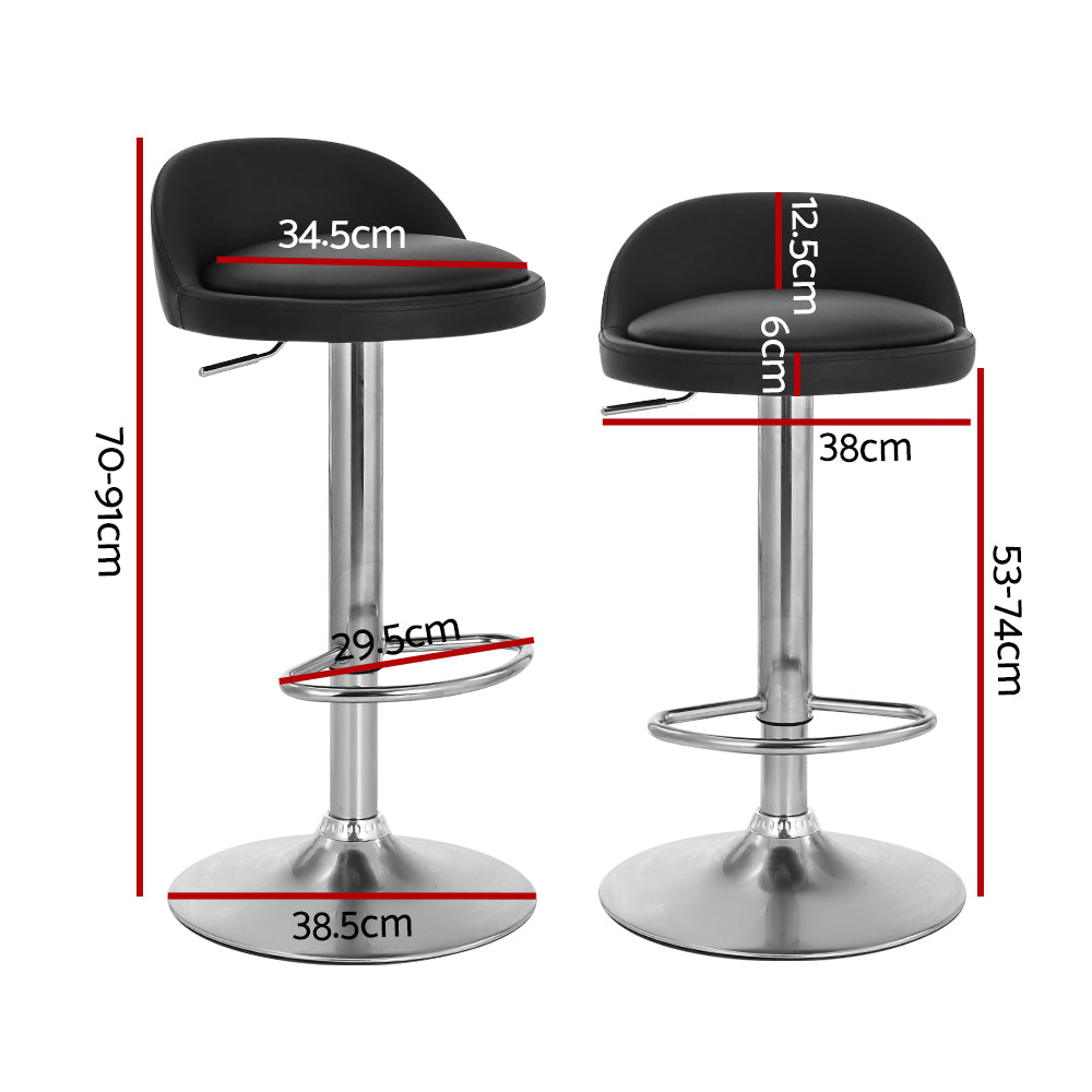 Zane Leather Bar Stool Adjustable (Set of 2) Black