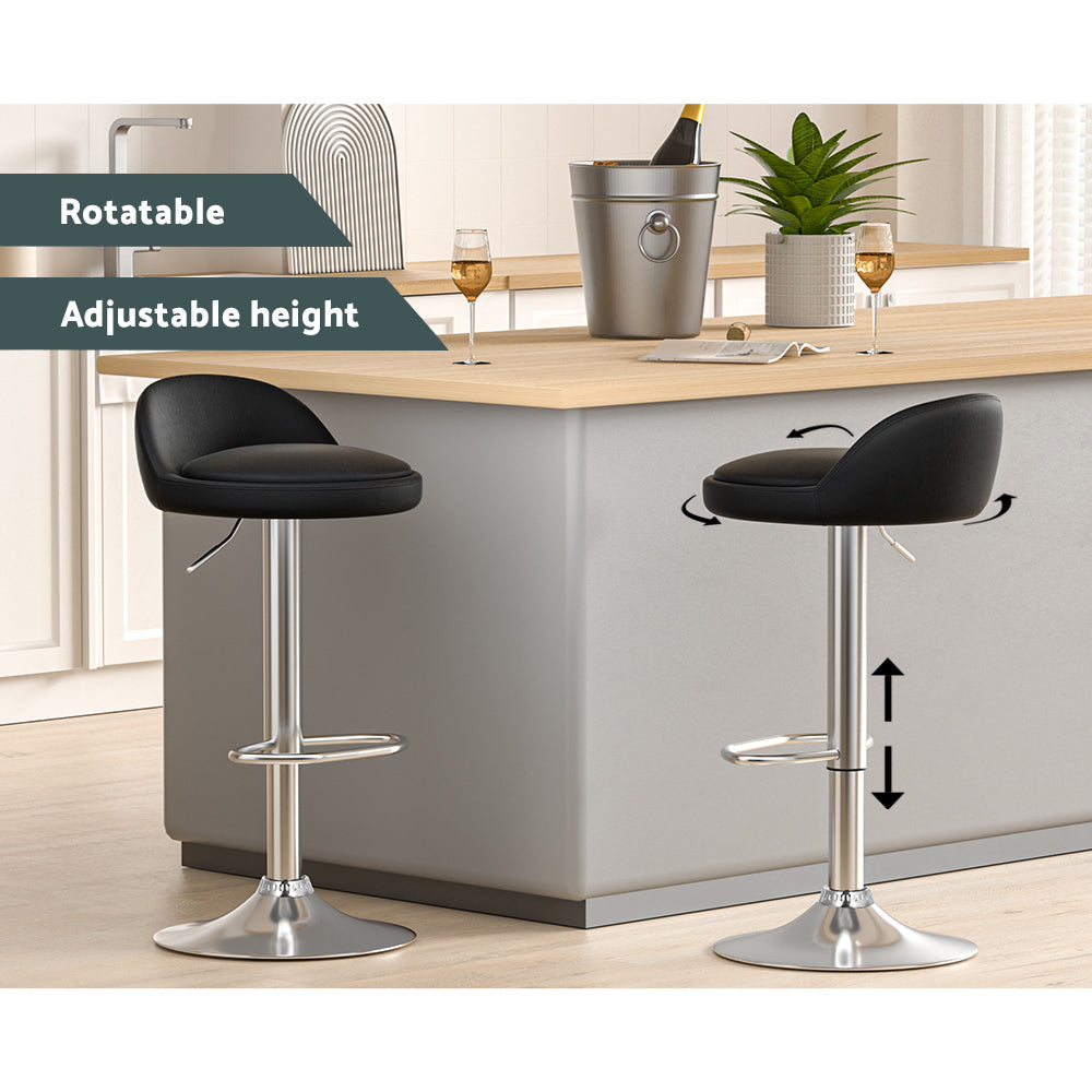 Upton Leather Bar Stool Adjustable (Set of 4) Black