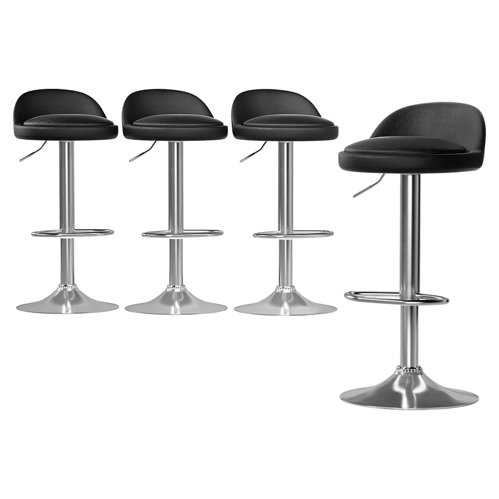 Upton Leather Bar Stool Adjustable (Set of 4) Black