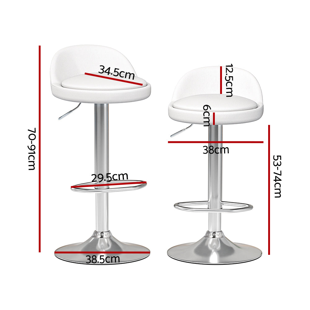 Clyde Leather Bar Stool Adjustable (Set of 4) White