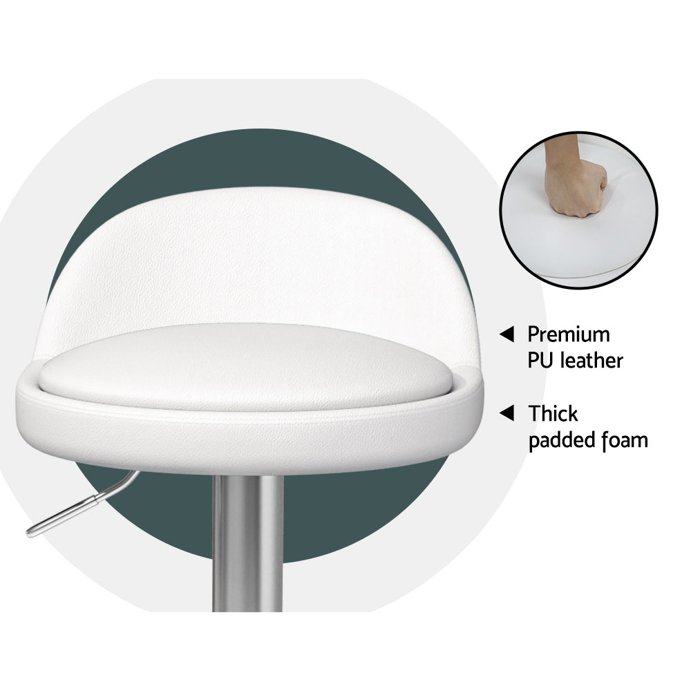 Clyde Leather Bar Stool Adjustable (Set of 4) White